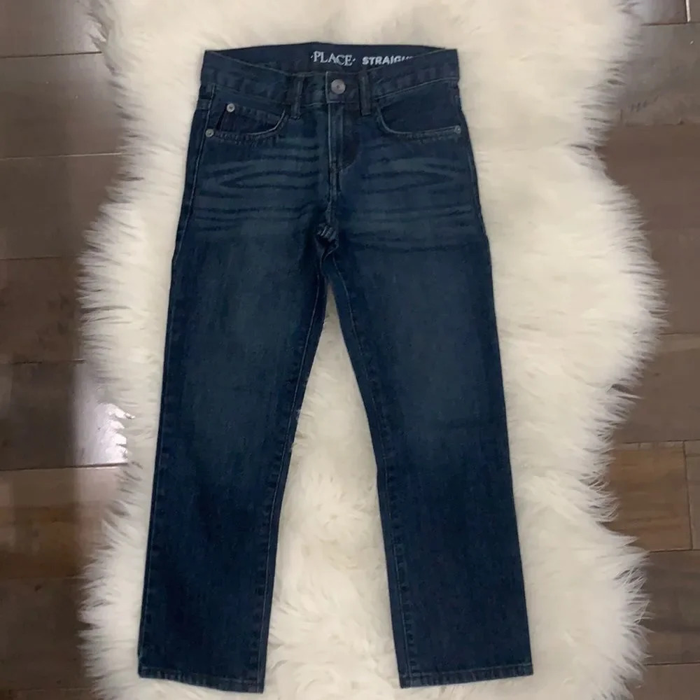 Children’s Place Kids boys straight deep blue jeans size 7 NWT
